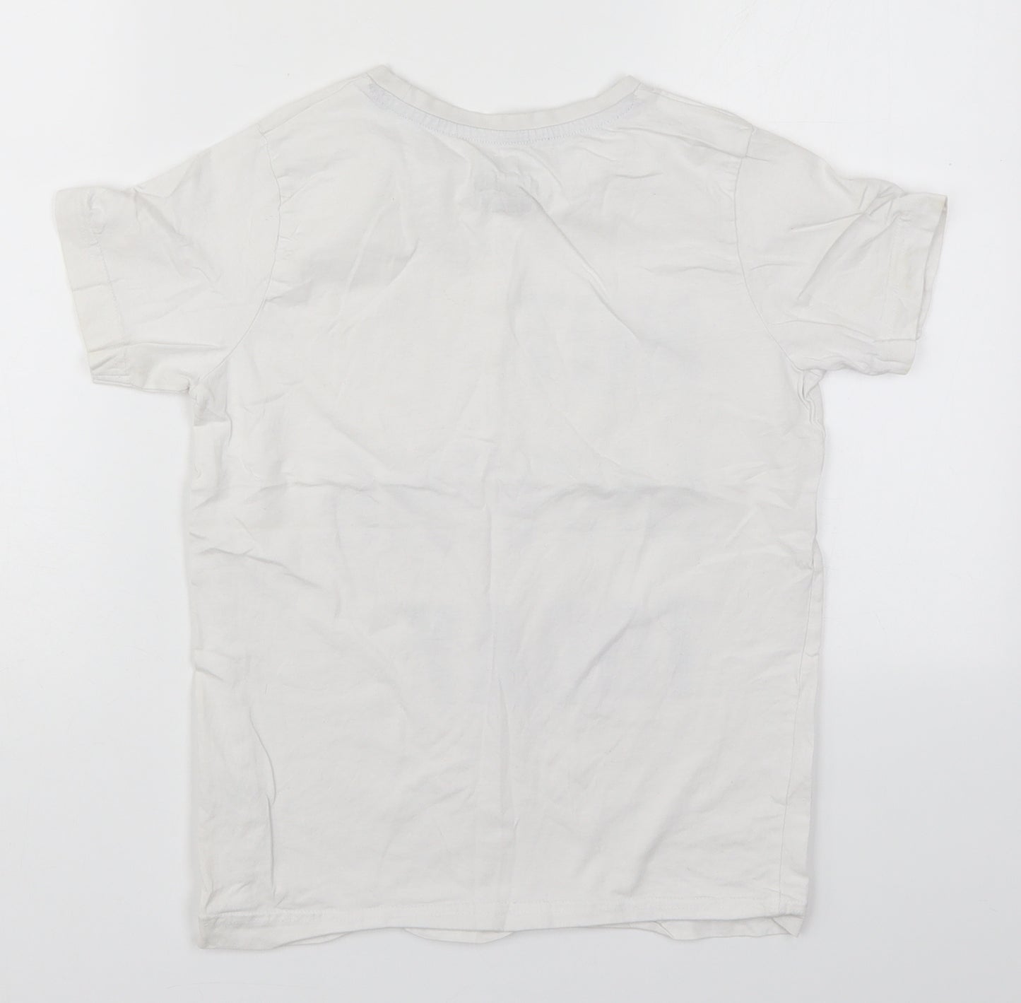 Matalan Boys White  Cotton Basic T-Shirt Size 10-11 Years Crew Neck Pullover - Not Moving Today