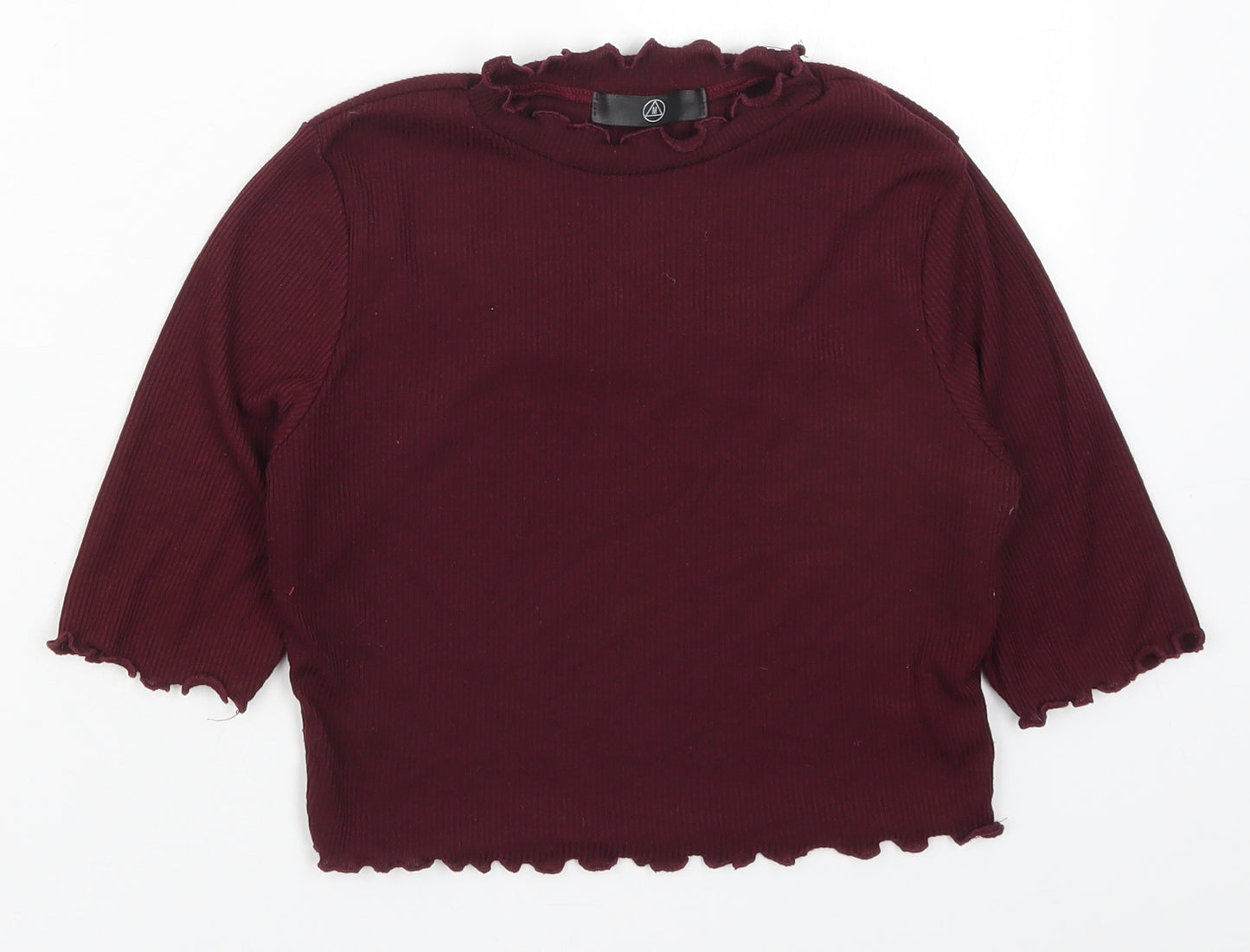 Missguided Womens Purple  Polyester Basic T-Shirt Size 8 Round Neck