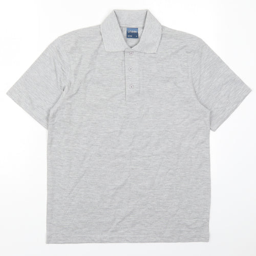 Uneek Mens Grey  Polyester  Polo Size S Collared Pullover