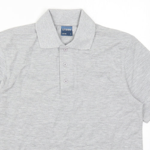 Uneek Mens Grey  Polyester  Polo Size S Collared Pullover