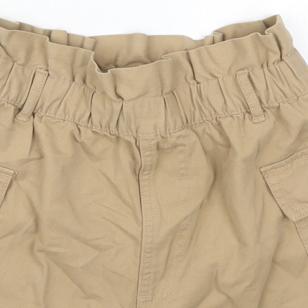 H&M Womens Beige  Cotton Paperbag Shorts Size 6  Regular