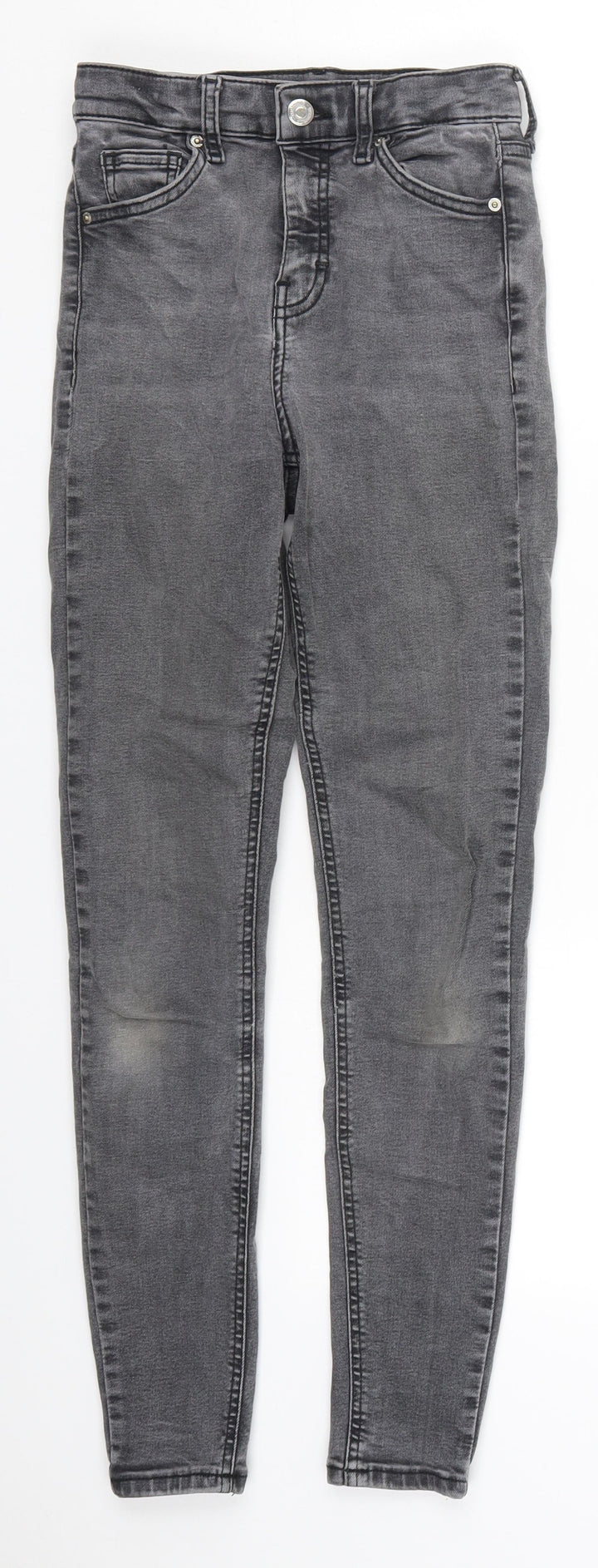 Topshop Womens Grey Cotton Skinny Jeans Size 25 in L28 in Regular Button