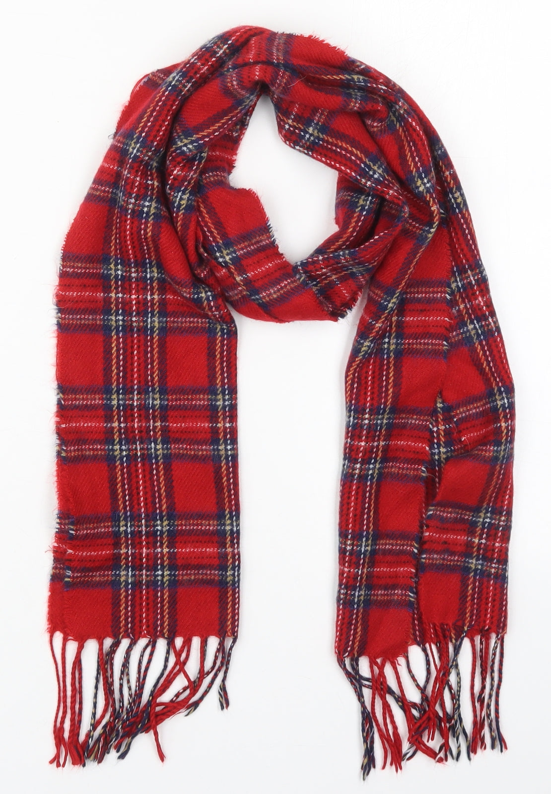 Preworn Womens Red Check Acrylic  Scarf