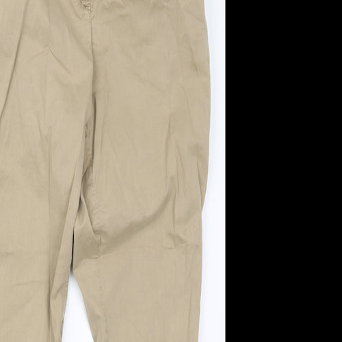 Marks and Spencer Womens Beige  Cotton Rain Trousers Trousers Size 14 L28 in Regular Button