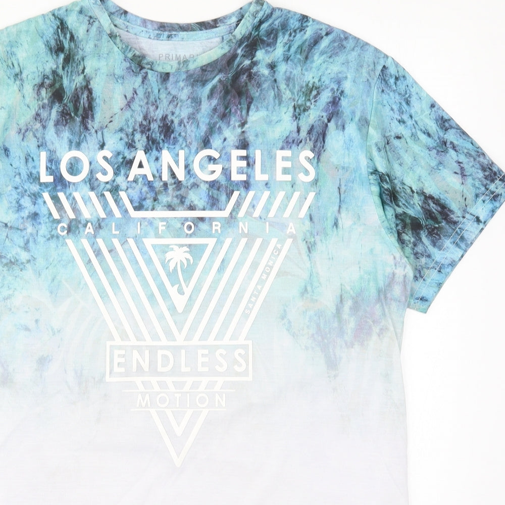 Primark Mens Blue  Polyester  T-Shirt Size M Crew Neck  - Los Angeles