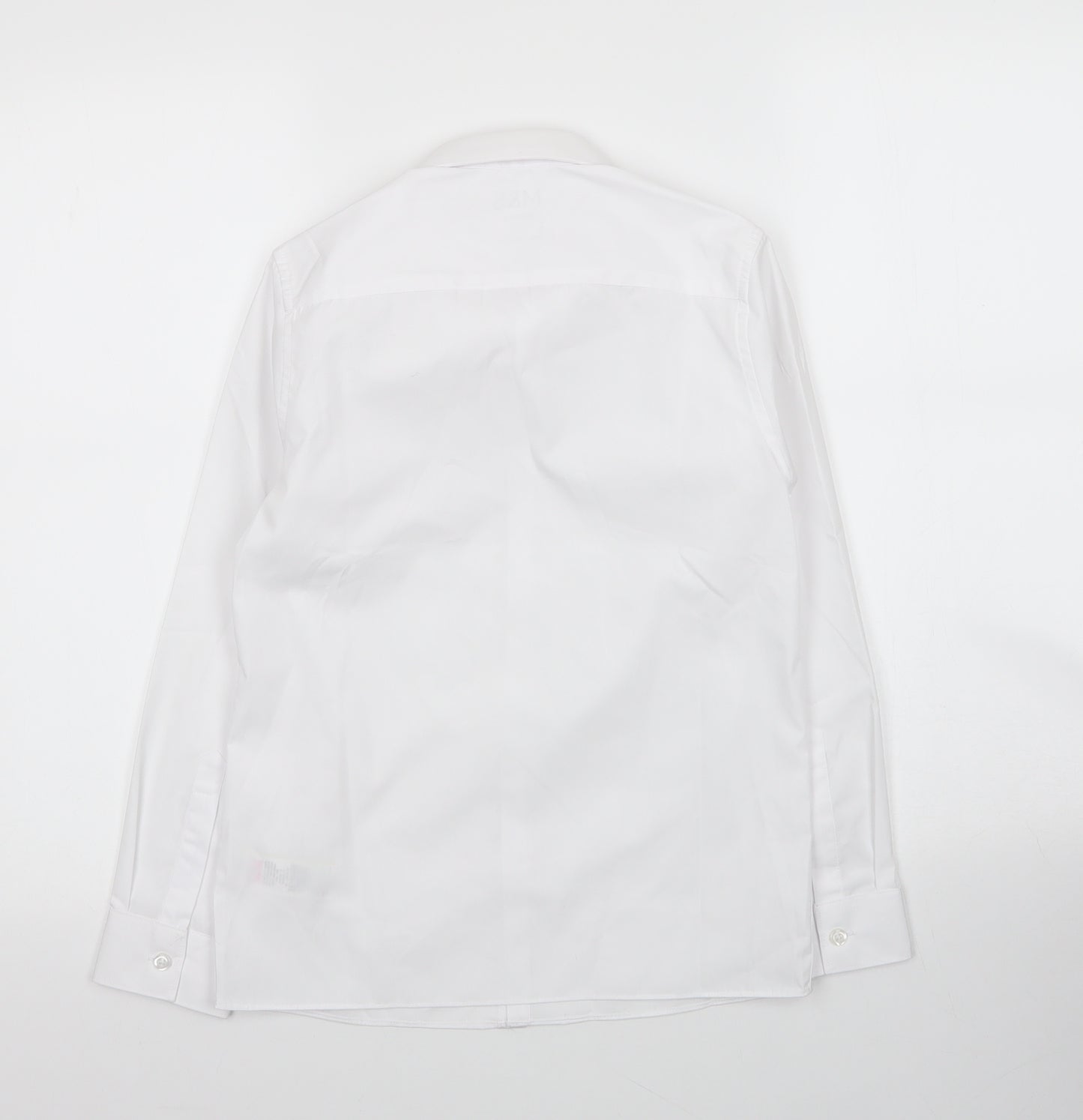 M&S Girls White  Cotton Basic Button-Up Size 10-11 Years Collared Button