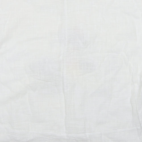 New Collection Womens White Floral Cotton Basic Blouse Size M Round Neck