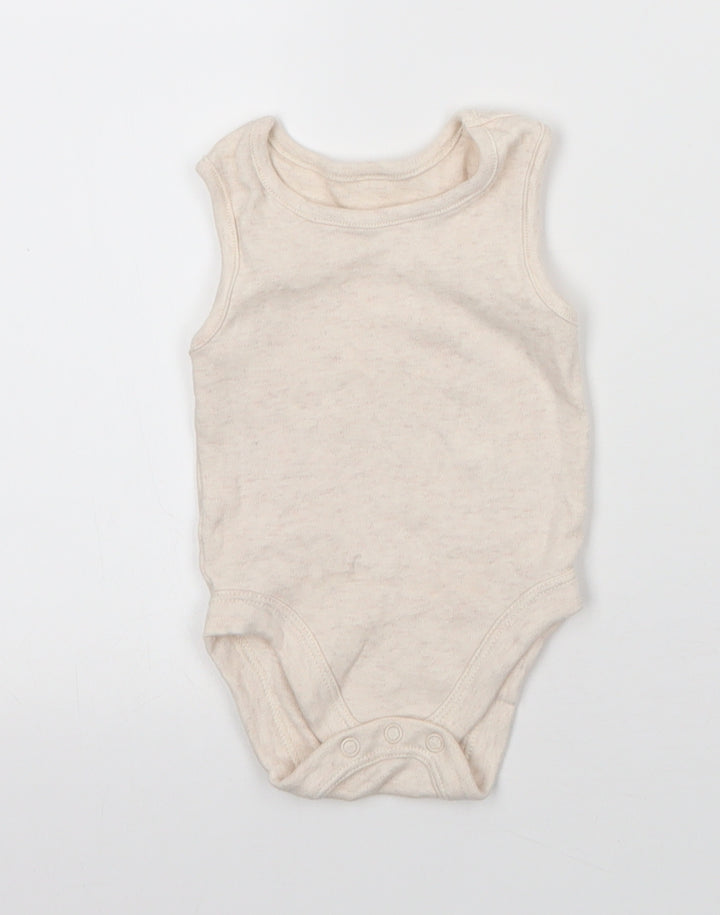George Baby Beige Cotton Babygrow One-Piece Size 3-6 Months Snap