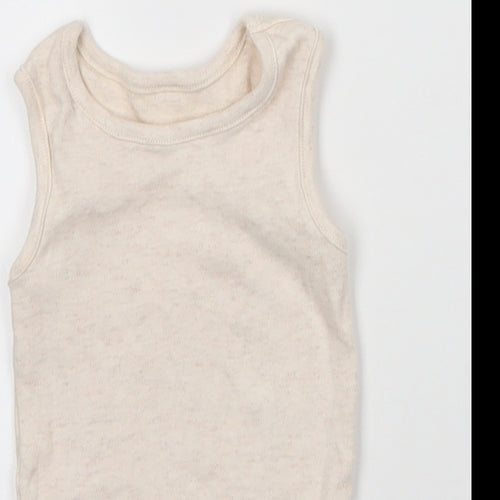 George Baby Beige  Cotton Babygrow One-Piece Size 3-6 Months  Snap