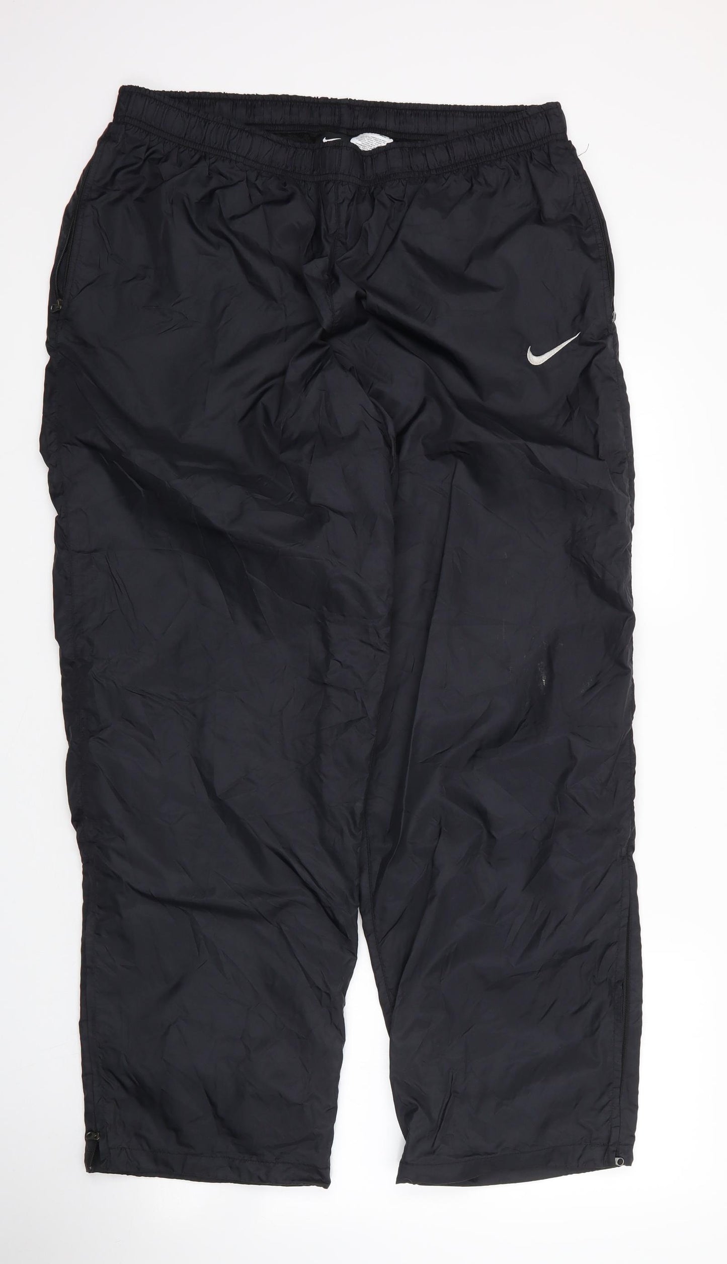 Nike Mens Black  Nylon Sweatpants Trousers Size XL L31 in Regular Drawstring