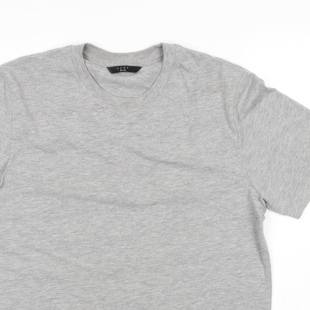 Very Mens Grey  Cotton  T-Shirt Size M Round Neck