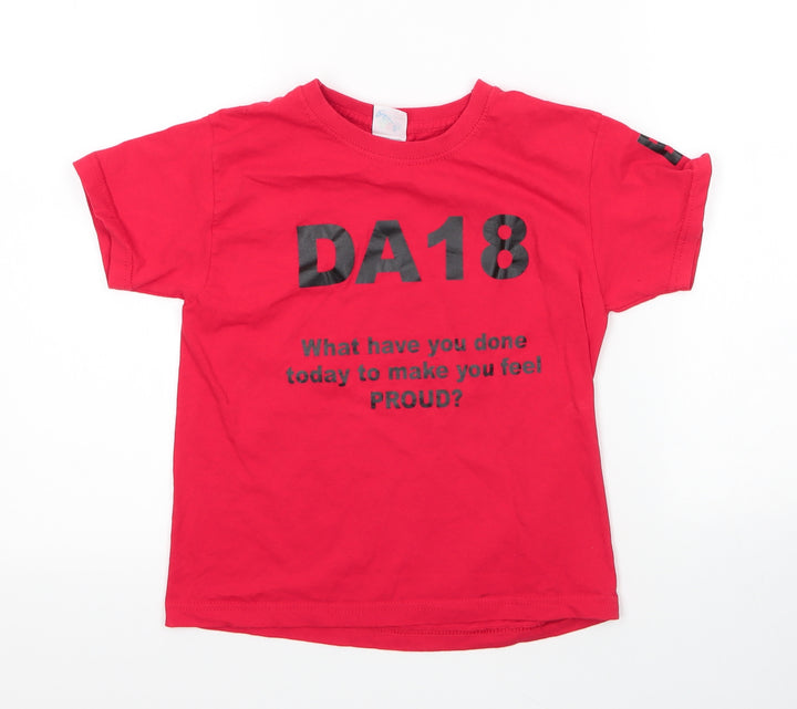 Fruit of the Loom Boys Red Cotton Basic T-Shirt Size 5-6 Years Round Neck