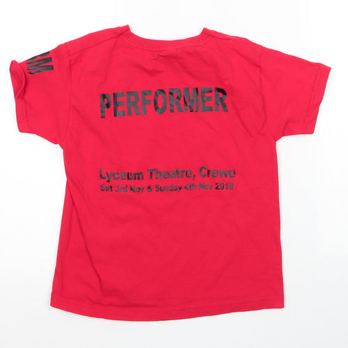 Fruit of the Loom Boys Red  Cotton Basic T-Shirt Size 5-6 Years Round Neck