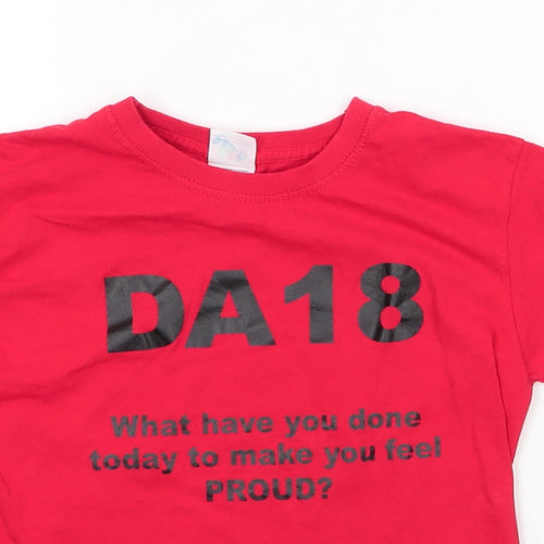 Fruit of the Loom Boys Red  Cotton Basic T-Shirt Size 5-6 Years Round Neck