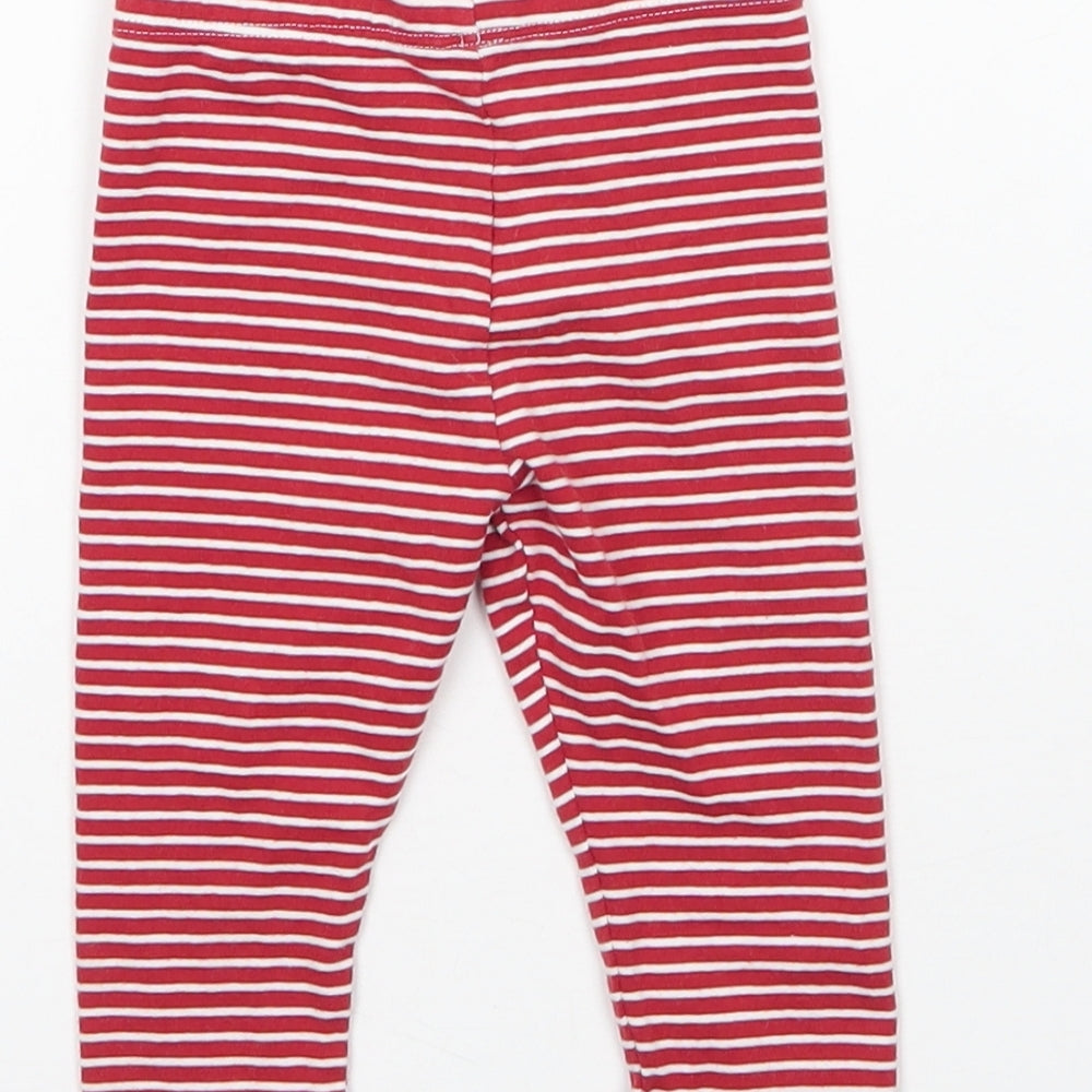 M&S Baby Red Striped Cotton Capri Leggings Size 6-9 Months