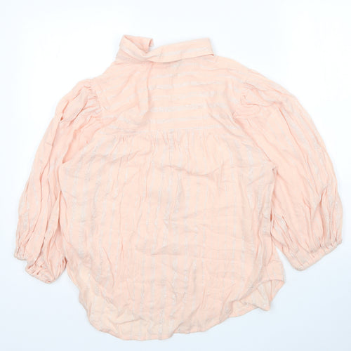 NEXT Womens Pink Striped Viscose Basic Blouse Size 12 Collared