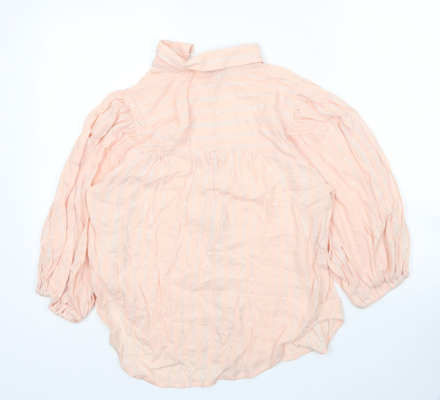 NEXT Womens Pink Striped Viscose Basic Blouse Size 12 Collared