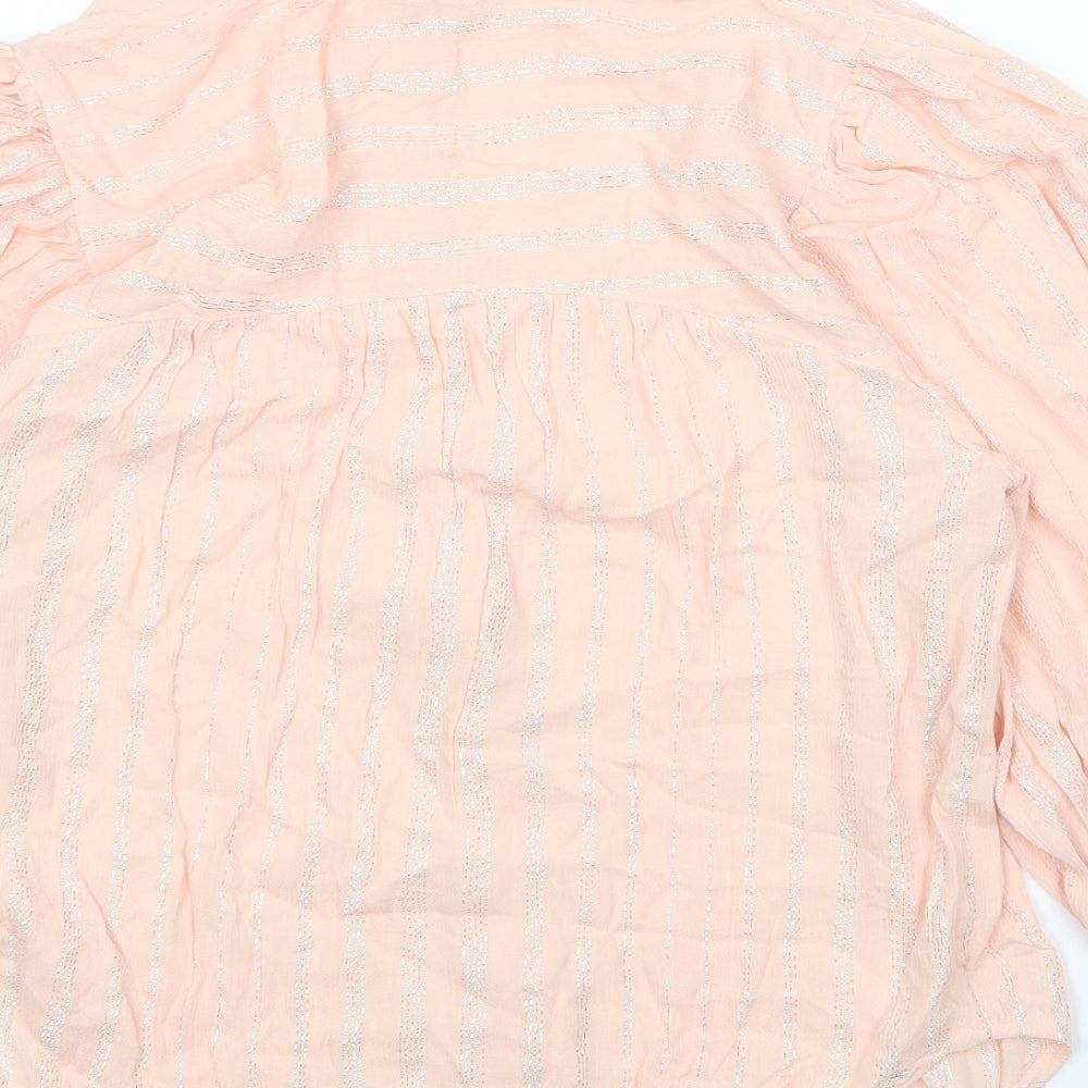 NEXT Womens Pink Striped Viscose Basic Blouse Size 12 Collared
