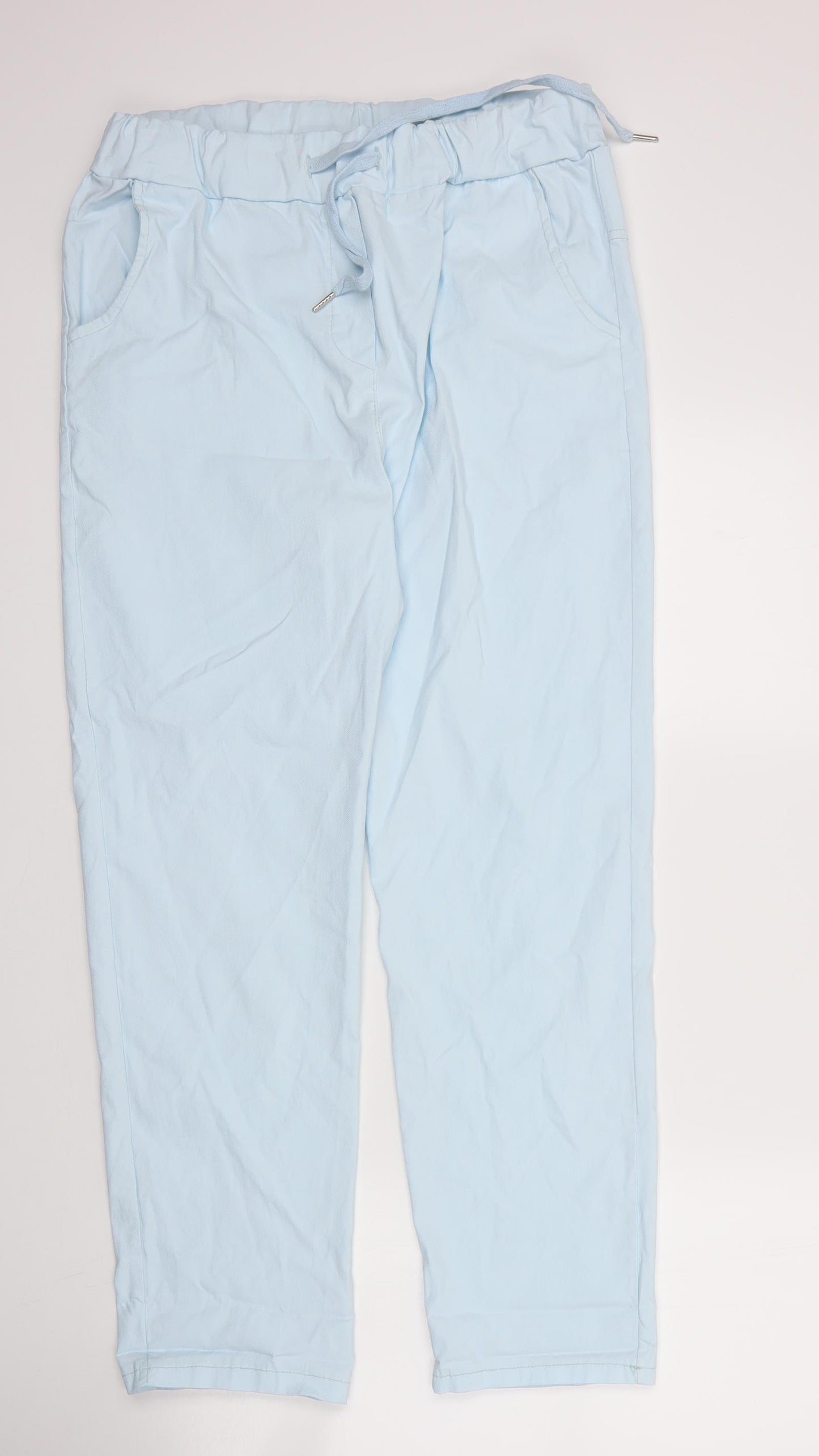 Preworn Womens Blue  Viscose Carrot Trousers Size 3XL L28 in Regular Drawstring