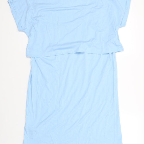 Dorothy Perkins Womens Blue Solid Cotton Chemise Gown Size S