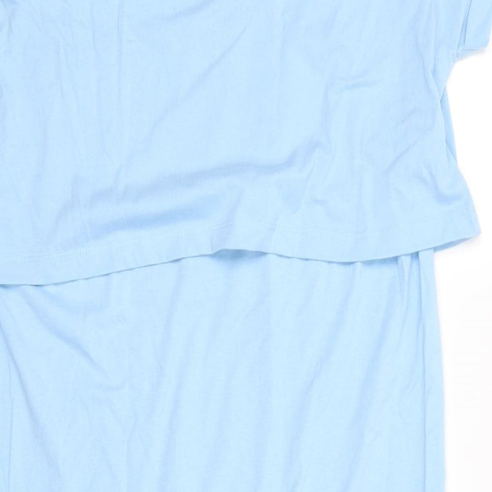 Dorothy Perkins Womens Blue Solid Cotton Chemise Gown Size S