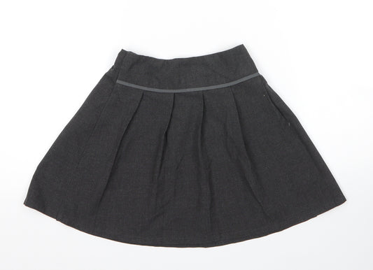 Front view of Tu girls’ grey viscose pleated skirt, size 5, years regular