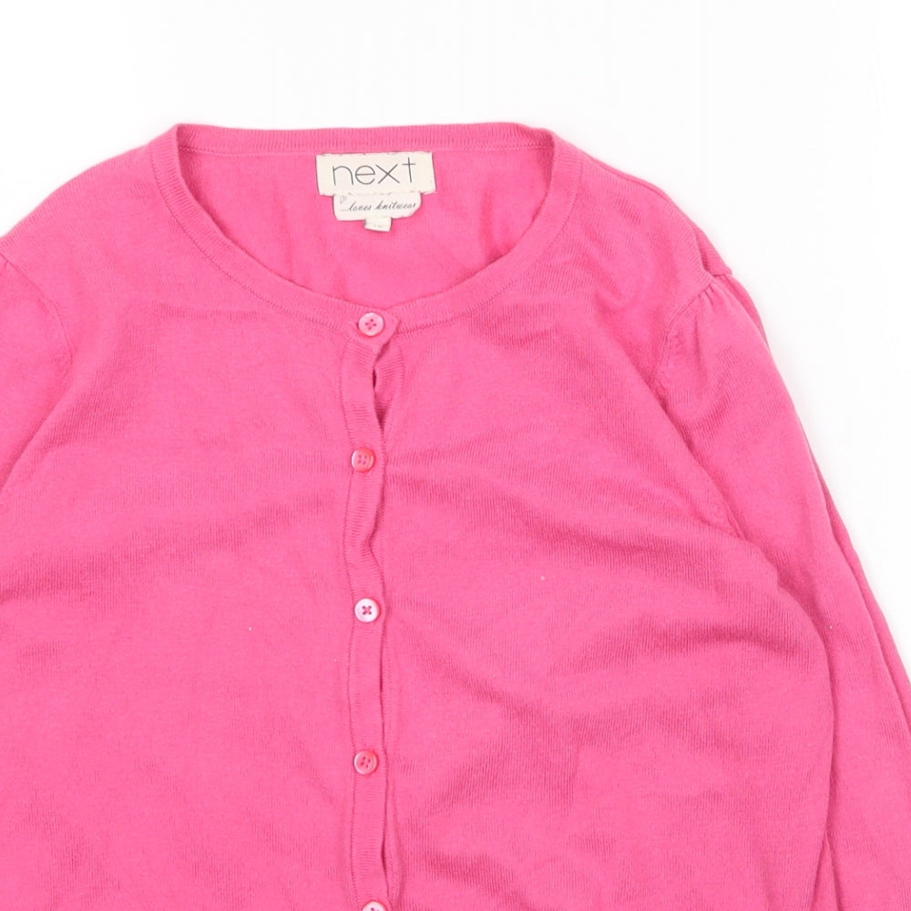 NEXT Womens Pink Round Neck  Cotton Cardigan Jumper Size 10