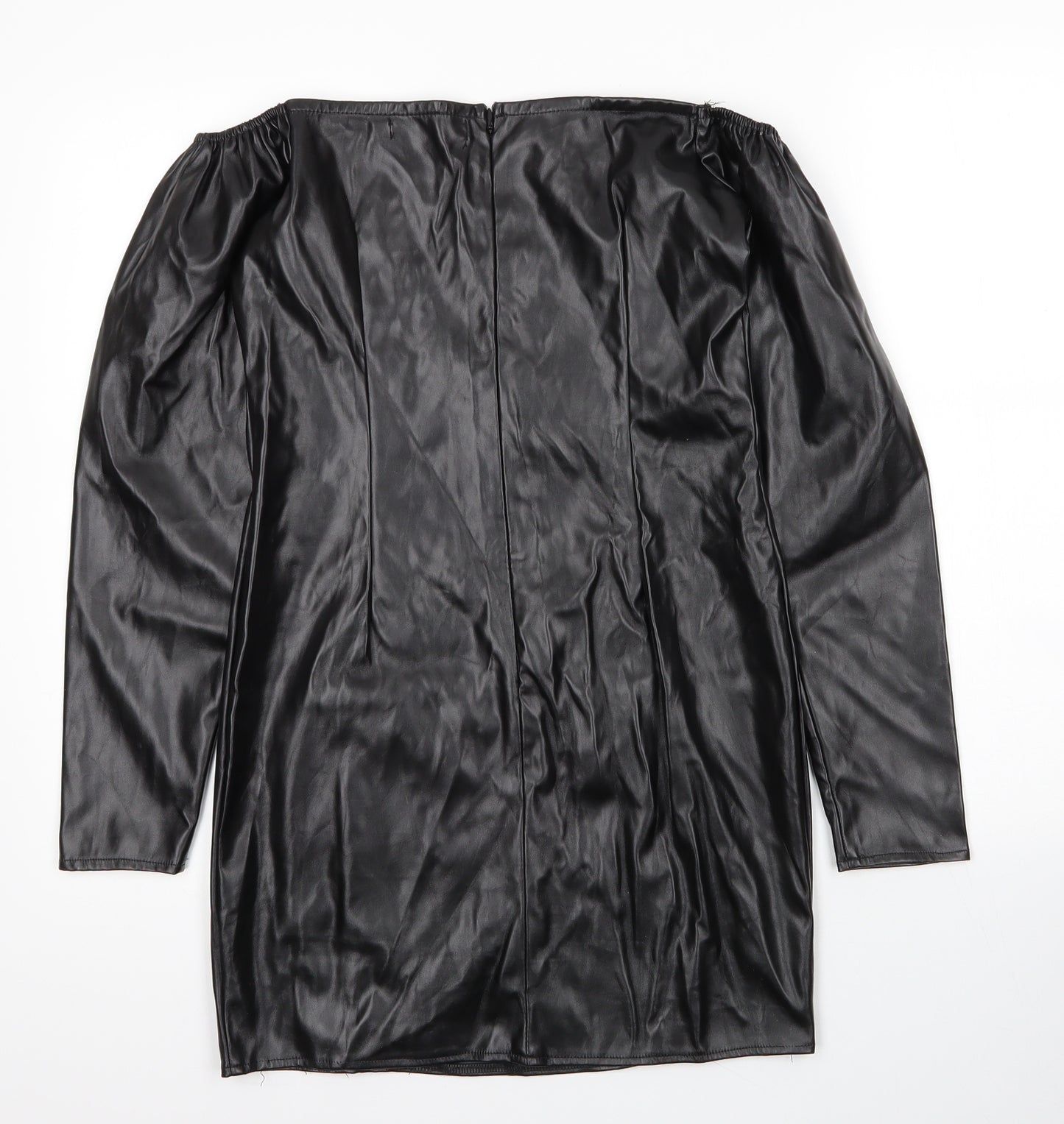 Missguided Womens Black  Polyurethane Sheath  Size 12  Sweetheart Zip