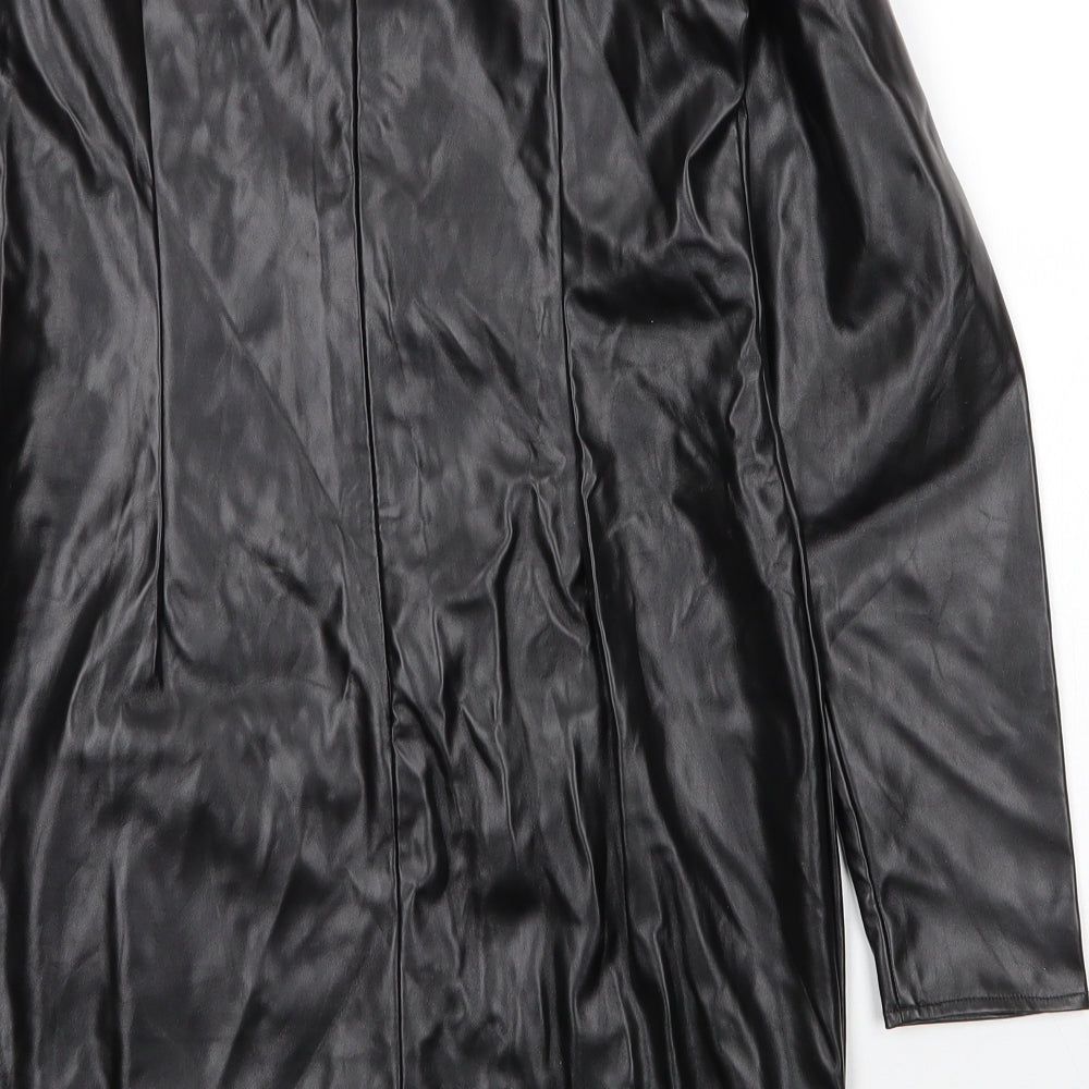Missguided Womens Black  Polyurethane Sheath  Size 12  Sweetheart Zip