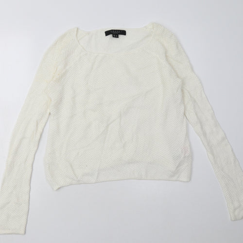 amara Womens White  Cotton Pullover Sweatshirt Size 12  Pullover