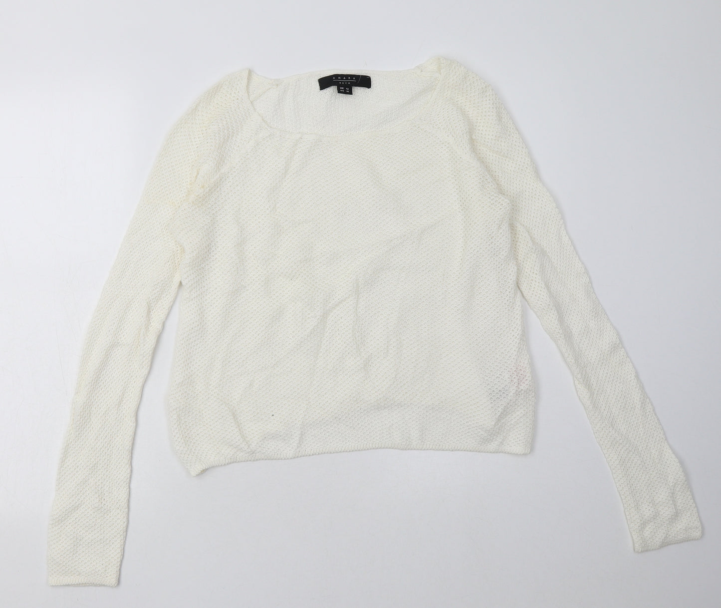 amara Womens White  Cotton Pullover Sweatshirt Size 12  Pullover