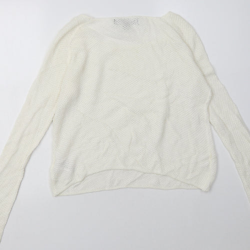 amara Womens White  Cotton Pullover Sweatshirt Size 12  Pullover