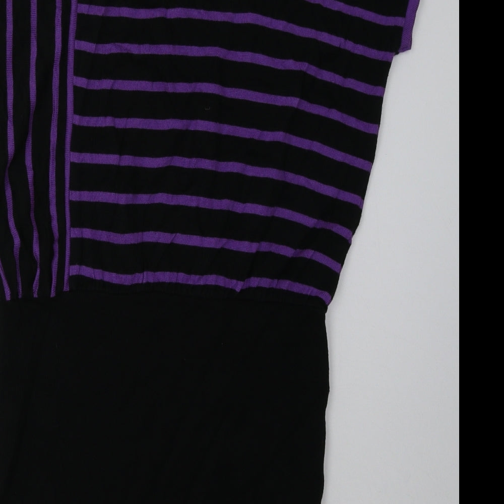 Dorothy Perkins Womens Purple Striped Cotton A-Line  Size 16  Scoop Neck Pullover