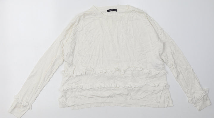 Marks and Spencer Womens White  Viscose Pullover Sweatshirt Size 12  Pullover