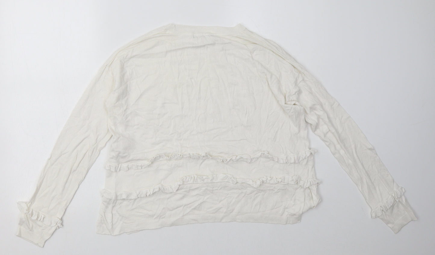 Marks and Spencer Womens White  Viscose Pullover Sweatshirt Size 12  Pullover