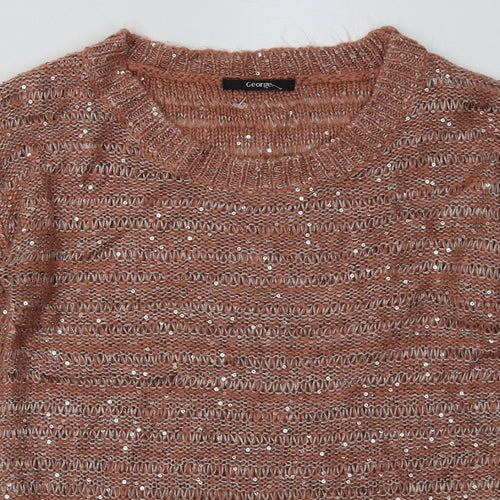 George Womens Pink  Acrylic Pullover Sweatshirt Size 8  Pullover - Sequin Detail