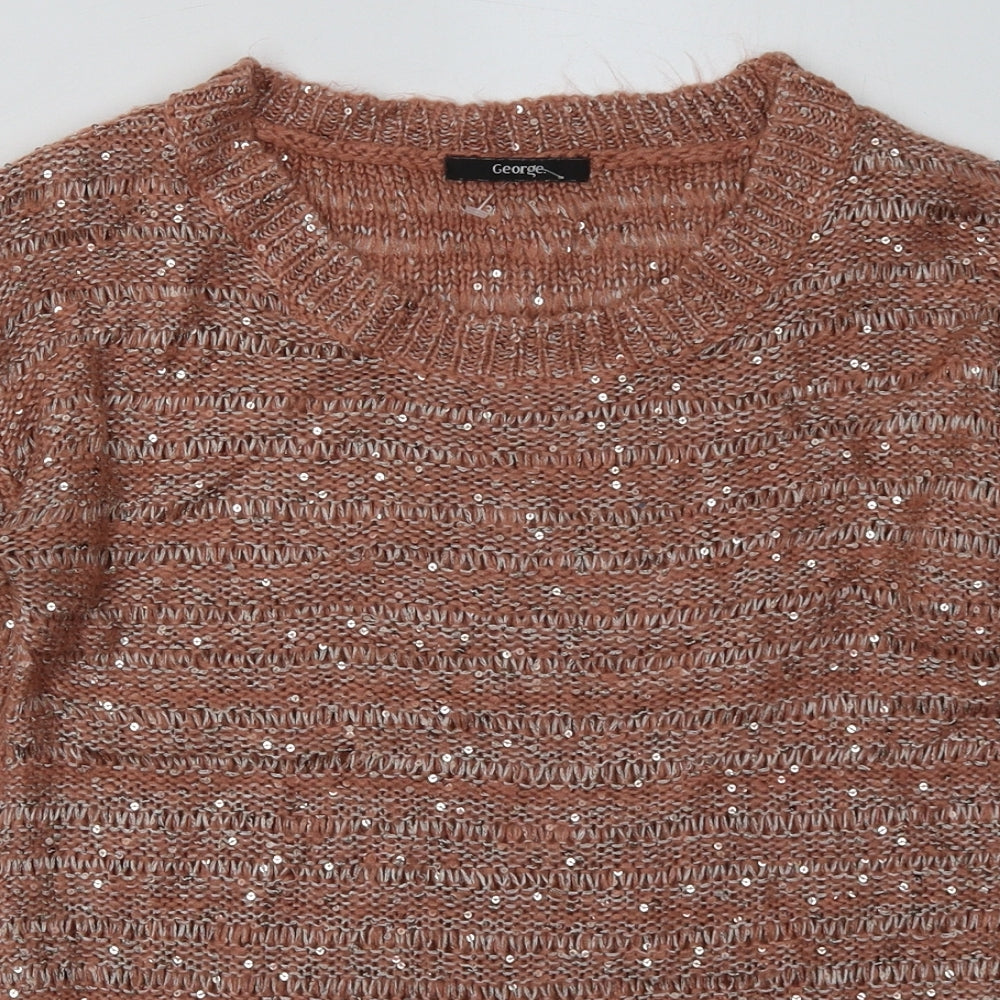 George Womens Pink  Acrylic Pullover Sweatshirt Size 8  Pullover - Sequin Detail