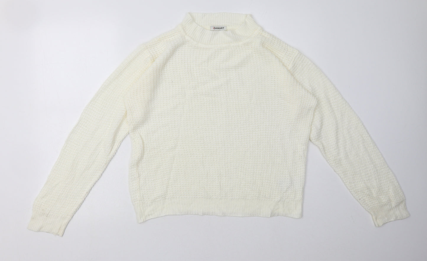 Damart Womens White  Acrylic Pullover Sweatshirt Size 14  Pullover