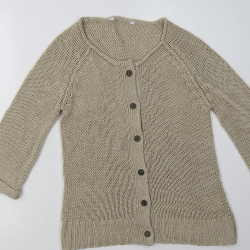 Preworn Womens Brown Crew Neck  Acrylic Cardigan Jumper Size S
