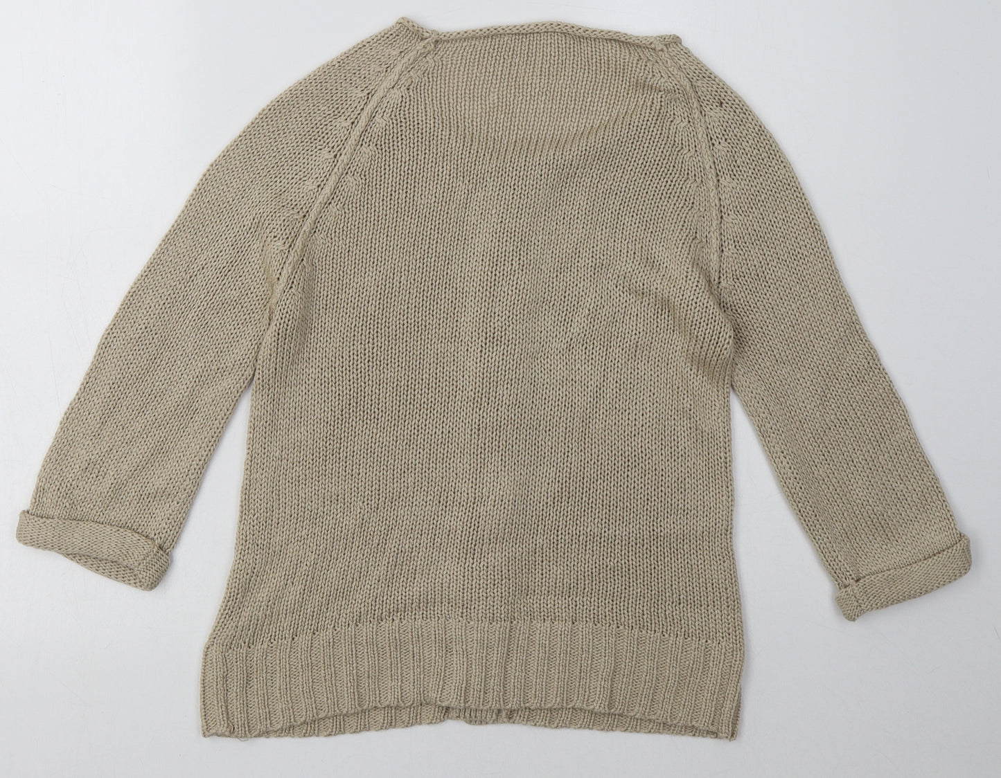 Preworn Womens Brown Crew Neck  Acrylic Cardigan Jumper Size S