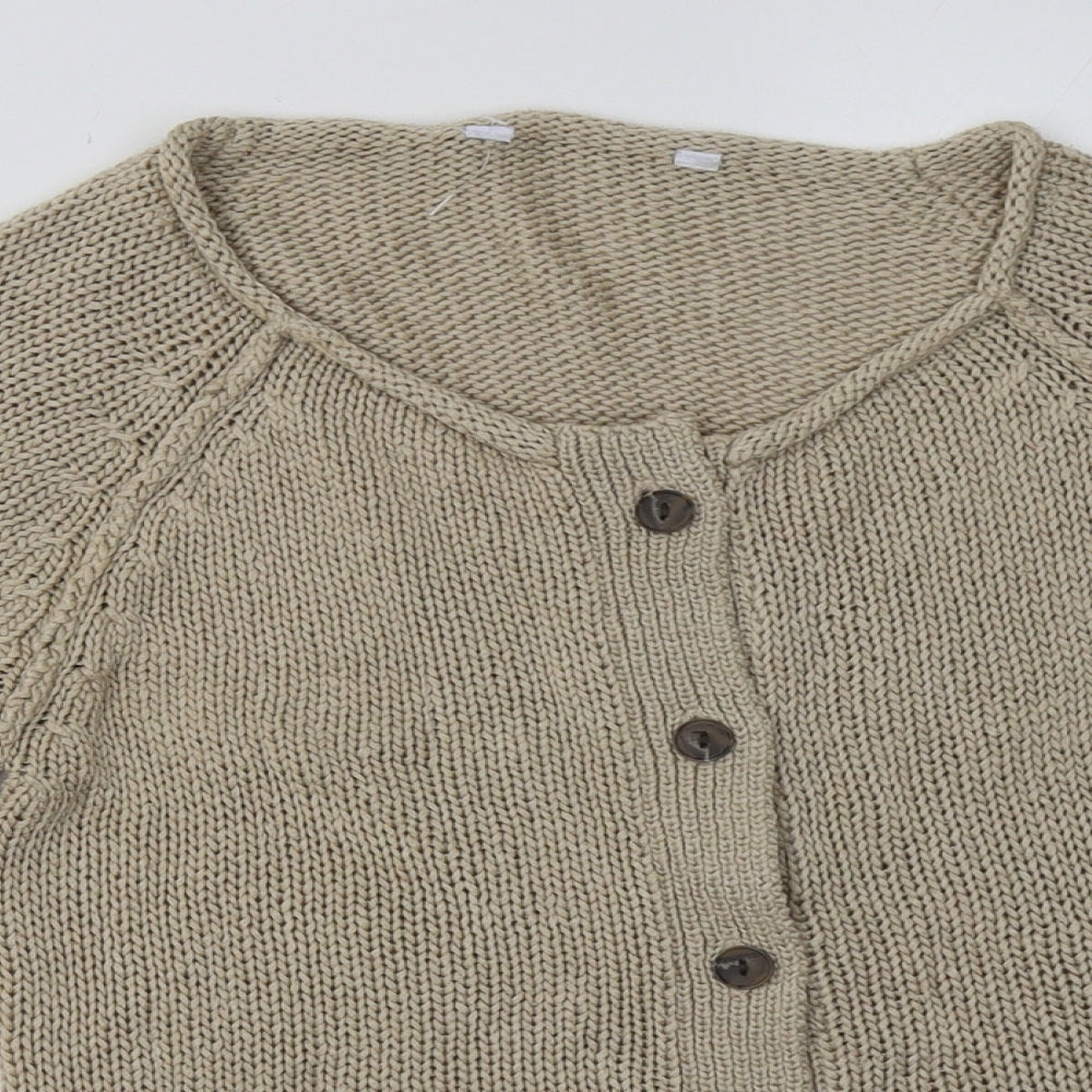 Preworn Womens Brown Crew Neck  Acrylic Cardigan Jumper Size S