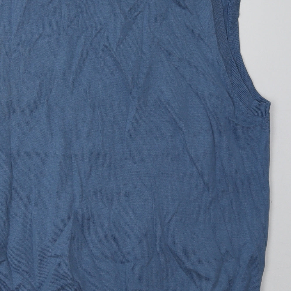 Lyle & Scott Mens Blue V-Neck  Cotton Cardigan Jumper Size L
