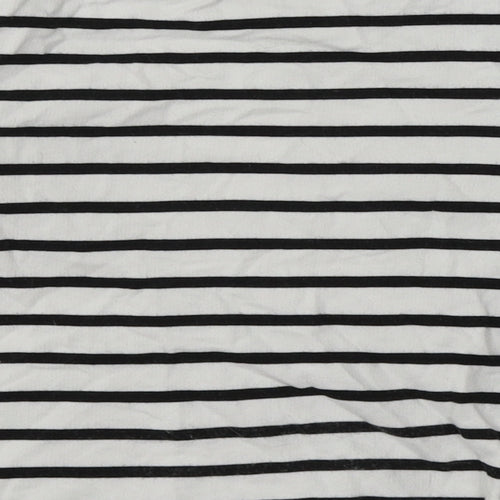 H&M Girls White Striped Cotton Pullover Sweatshirt Size 6-7 Years  Pullover - Sequin Detail, minnie mouse