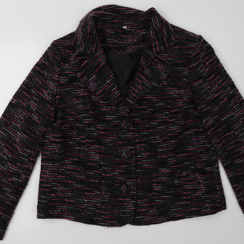 EWM Womens Pink Geometric  Jacket Blazer Size 16  Button