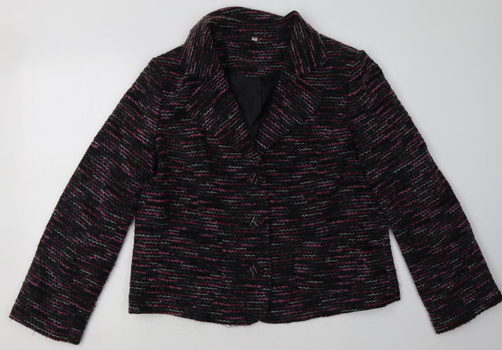 EWM Womens Pink Geometric Jacket Blazer Size 16 Button