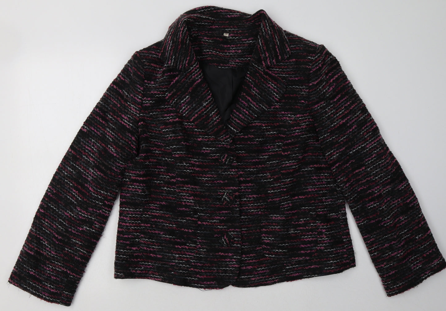 EWM Womens Pink Geometric  Jacket Blazer Size 16  Button