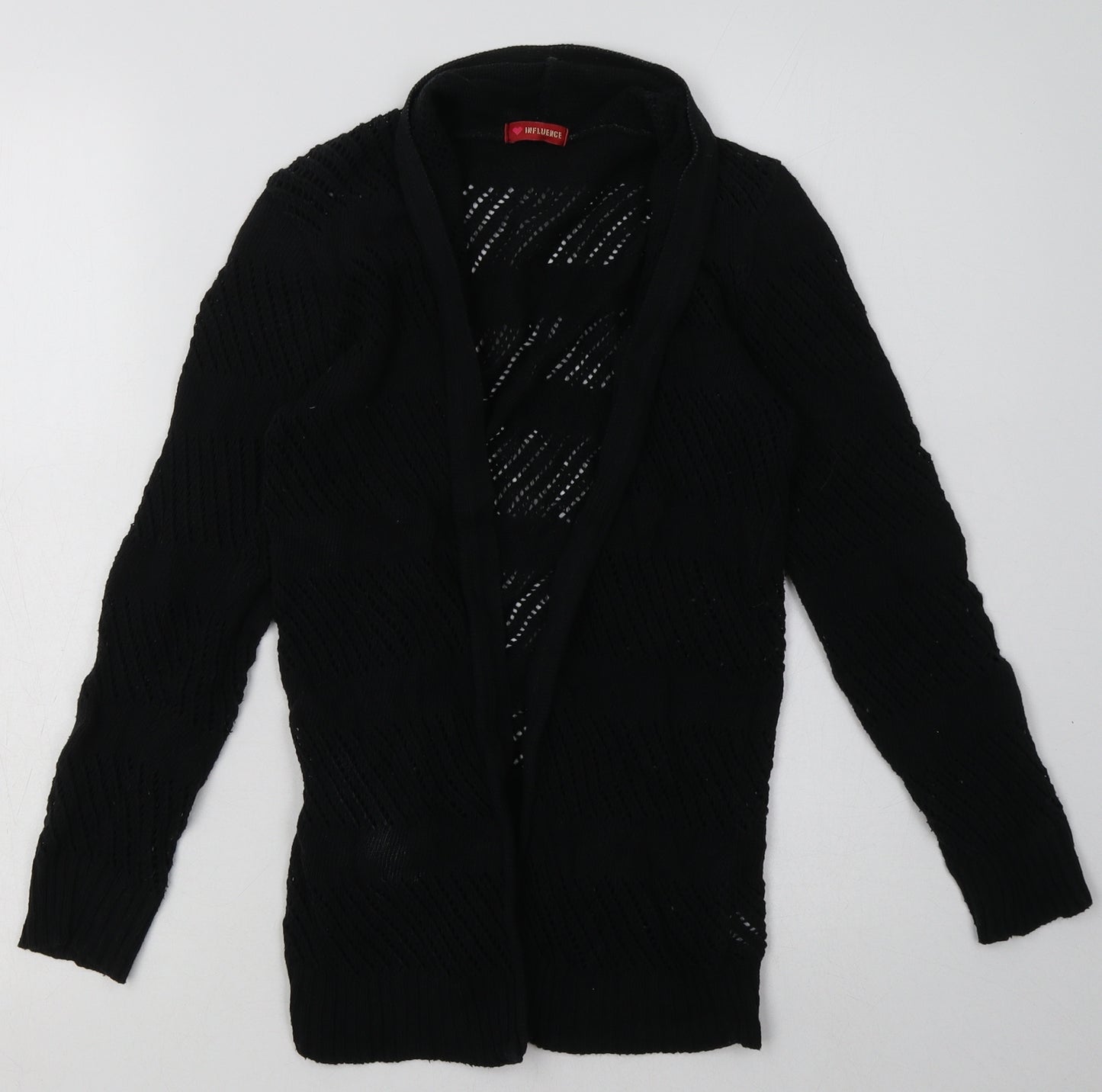 influence Womens Black V-Neck  Acrylic Cardigan Jumper Size S