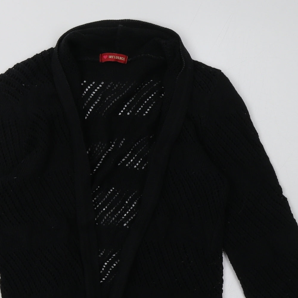 influence Womens Black V-Neck  Acrylic Cardigan Jumper Size S