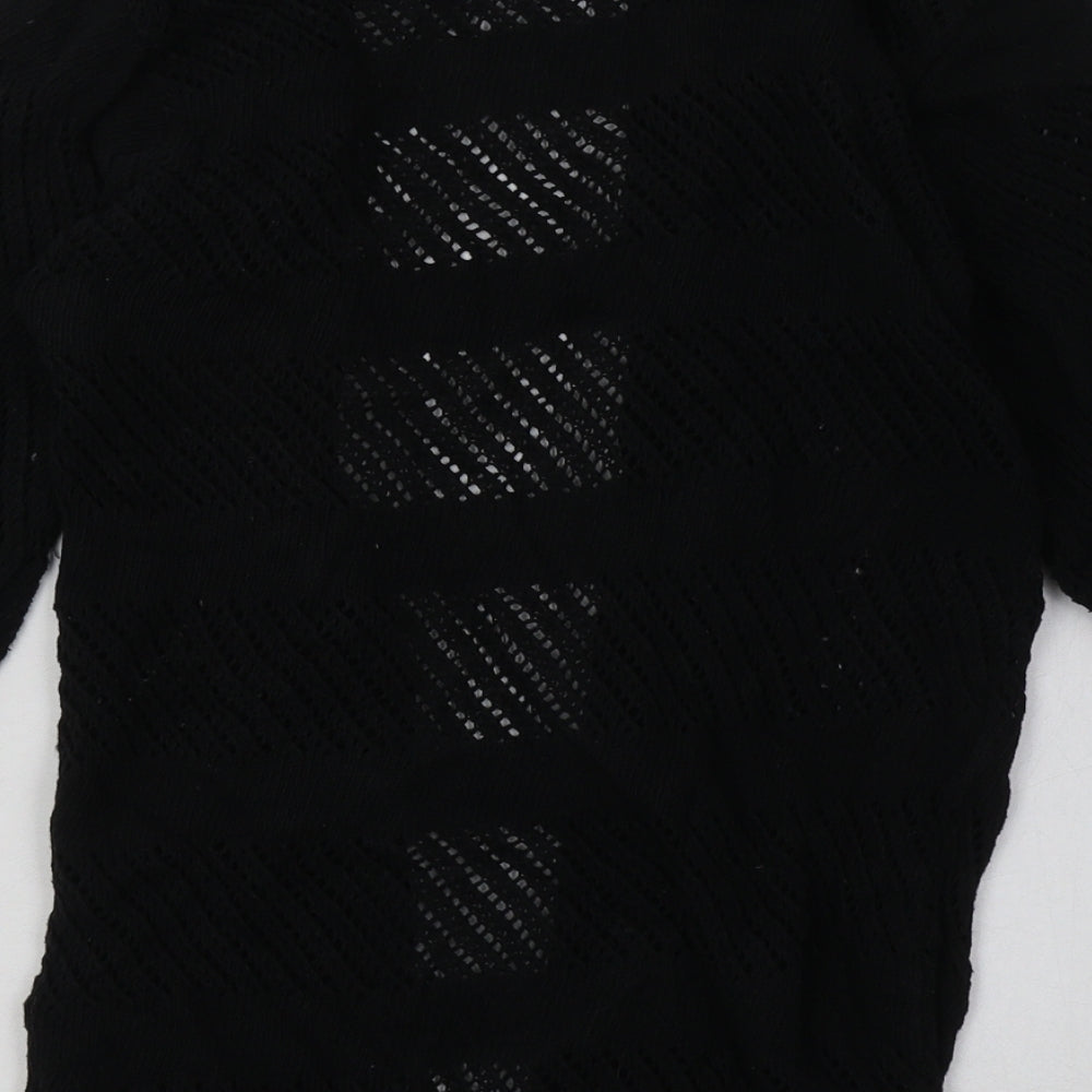 influence Womens Black V-Neck  Acrylic Cardigan Jumper Size S