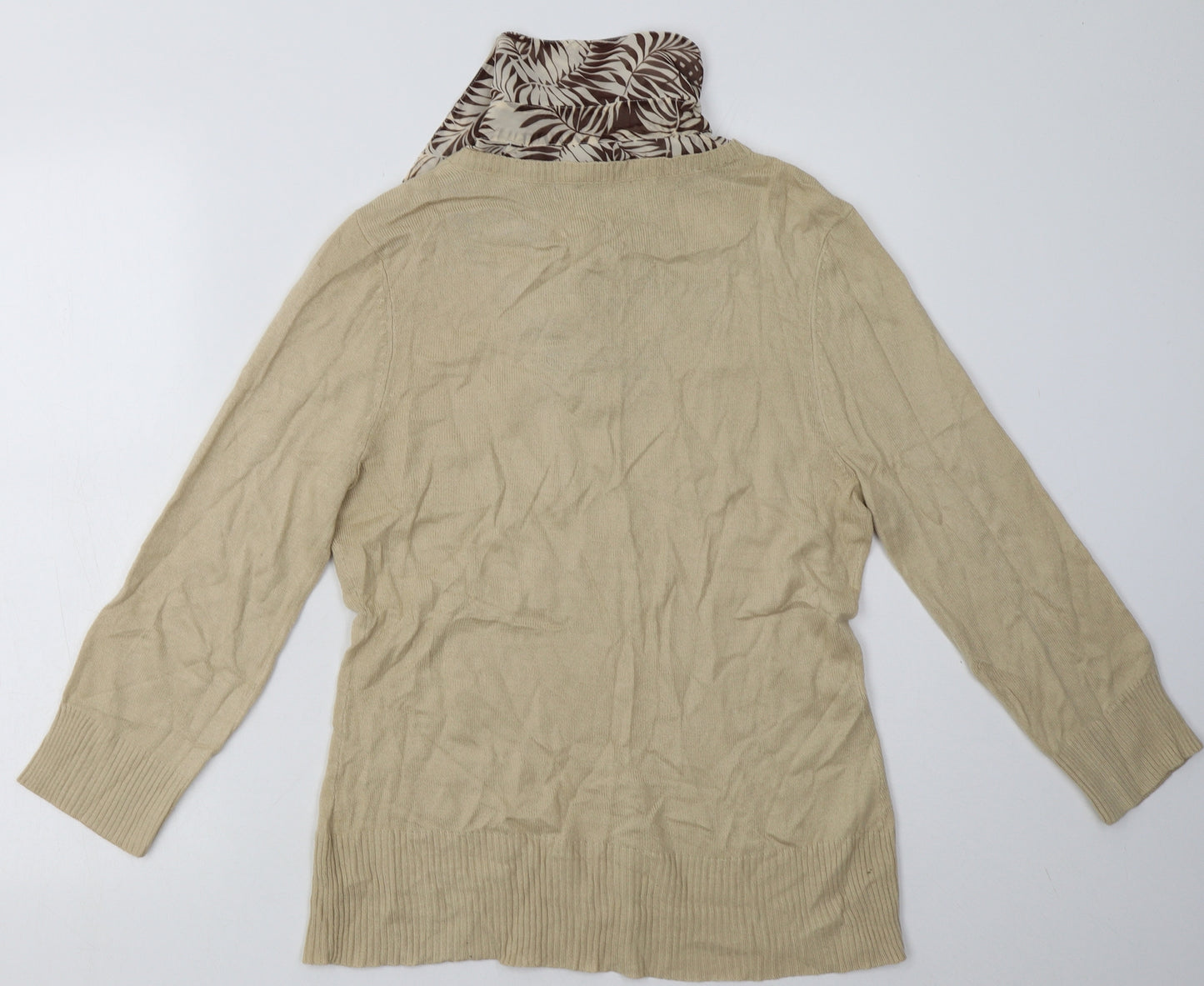 Debenhams Womens Brown Geometric Acrylic Pullover Sweatshirt Size 14  Button